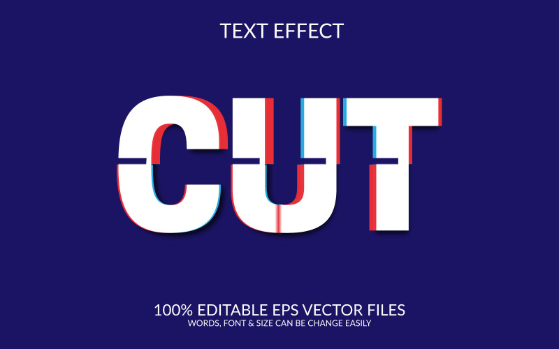 Couper le modèle d'effet de texte EPS vectoriel modifiable en 3D