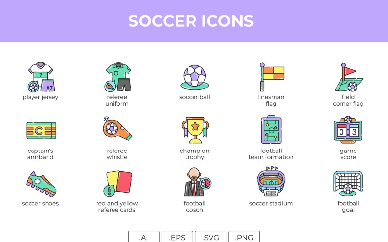 Futbol Icons Set şablonu