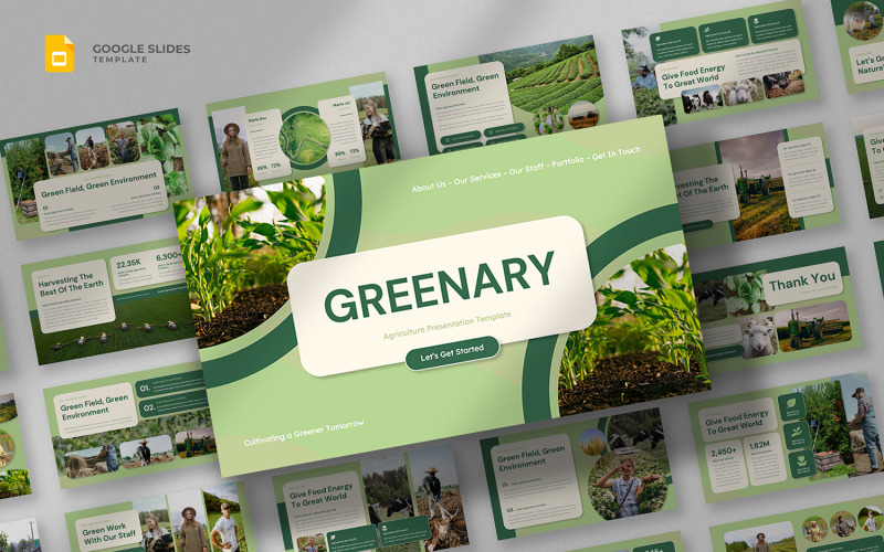 Greenary - Plantilla de diapositivas de Google sobre agricultura