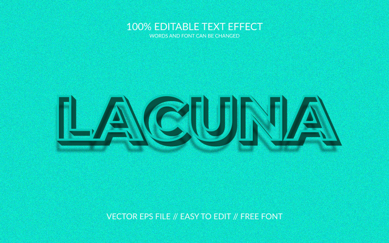 Lacuna 3D edytowalny wektor Eps szablon efektu tekstowego