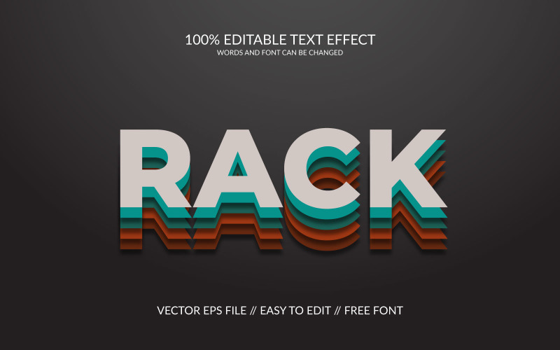 Modelo de Efeito de Texto Eps Vetorial Editável Rack 3D