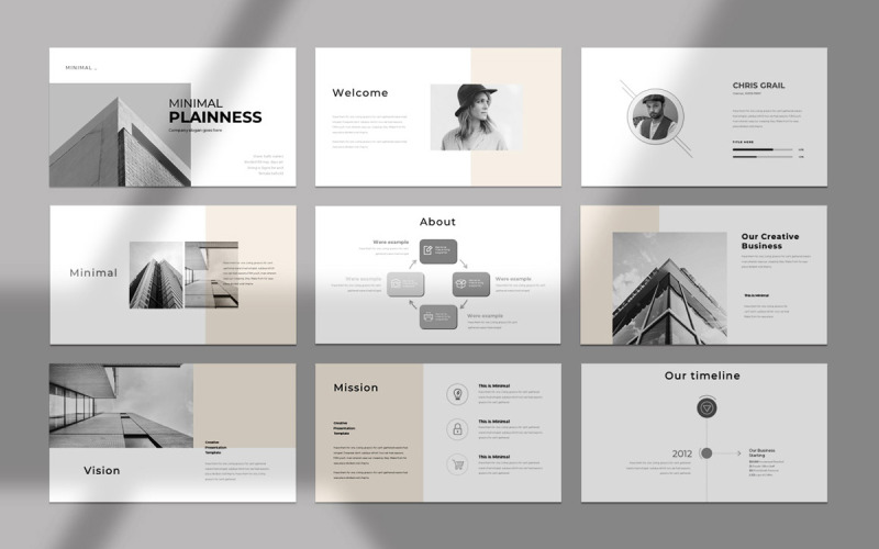 Présentation PowerPoint minimale dans la couleur du thème