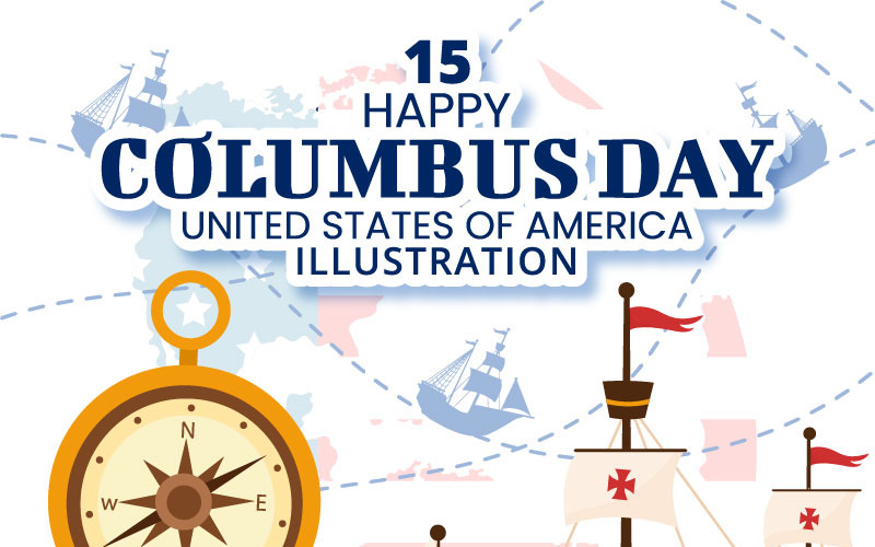 15 Šťastný Columbus Day Ilustrace