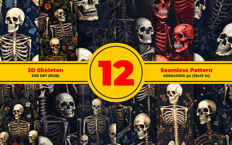 Çiçekler Dikişsiz Desen Tasarımı ile 3D İskelet