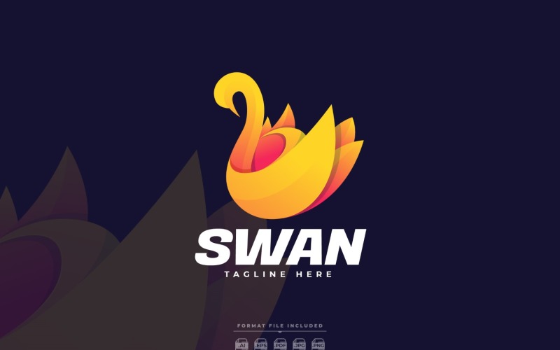 Design de Modelo de Logotipo Pássaro Cisne