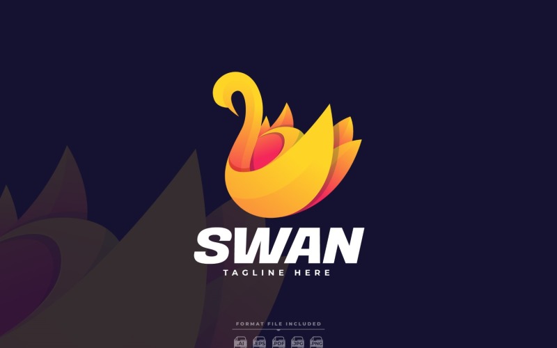 Diseño de plantilla de logotipo de cisne de pájaro