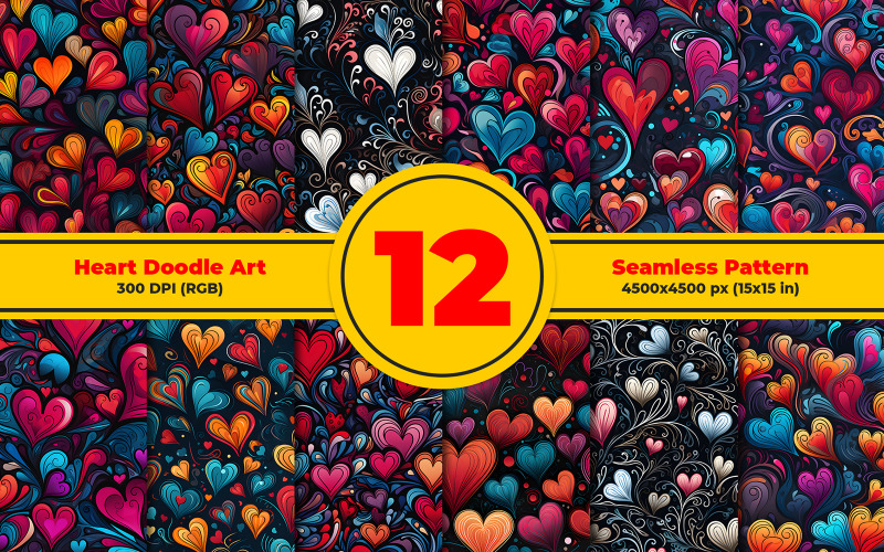 Hart vorm doodle kunst naadloos patroon
