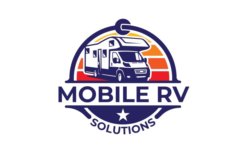 Rv mobiele reparatieservice logo ontwerp