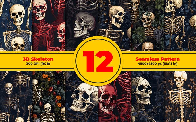 Scheletro 3D Seamless Pattern Design