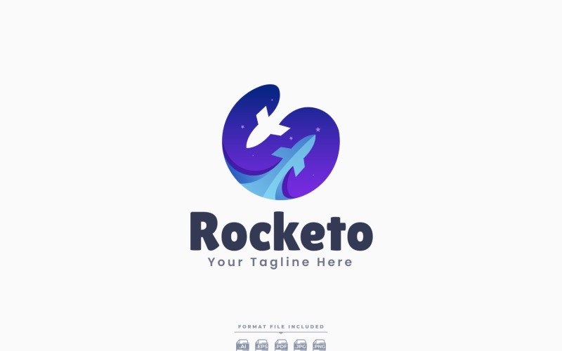 Space Rocket logotyp malldesign
