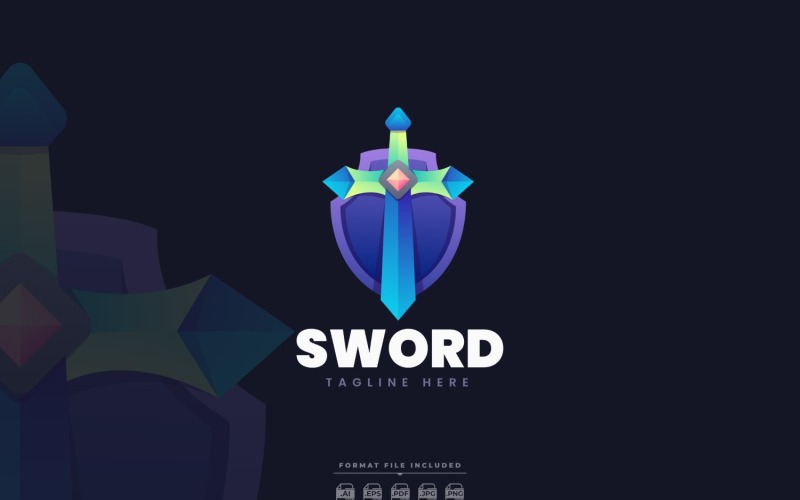 Sword and Shield Logo Template Design - TemplateMonster