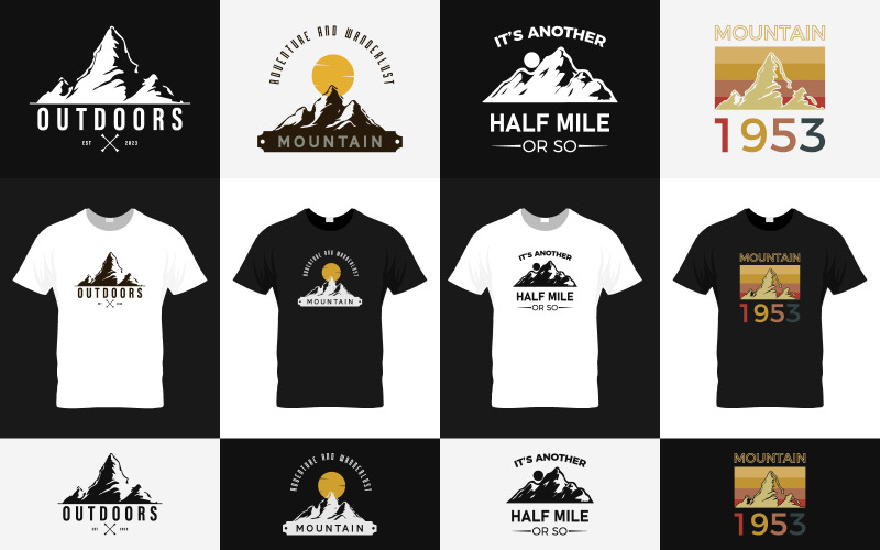 Typografie Mountain t-shirt design Pack