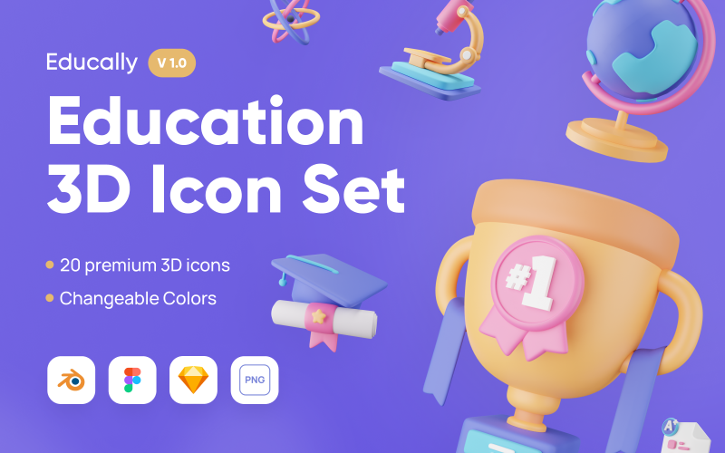 Educally - zestaw ikon 3D edukacji