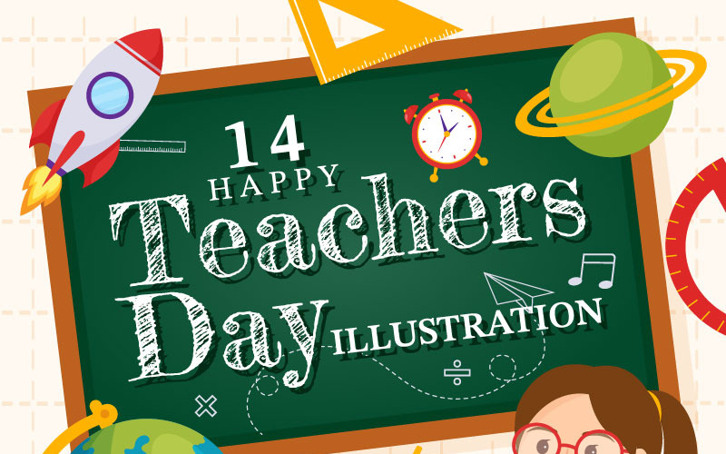 14 Ilustracja szczęśliwego Dnia Nauczyciela