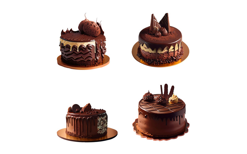 Uppsättning av chokladkakor isolerad på vit bakgrund. 3d-rendering.
