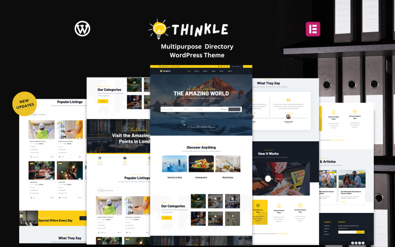 Thinkle - víceúčelová kavárna, téma obchodního a cestovního adresáře