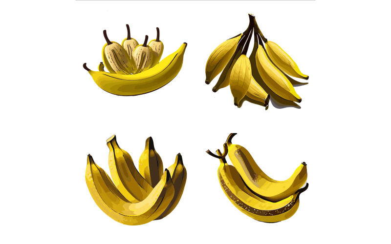 Банановый набор. Векторная иллюстрация. Изолированные на белом фоне.