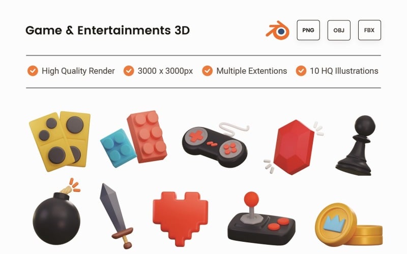Conjunto de ilustraciones 3D de juegos y entretenimiento