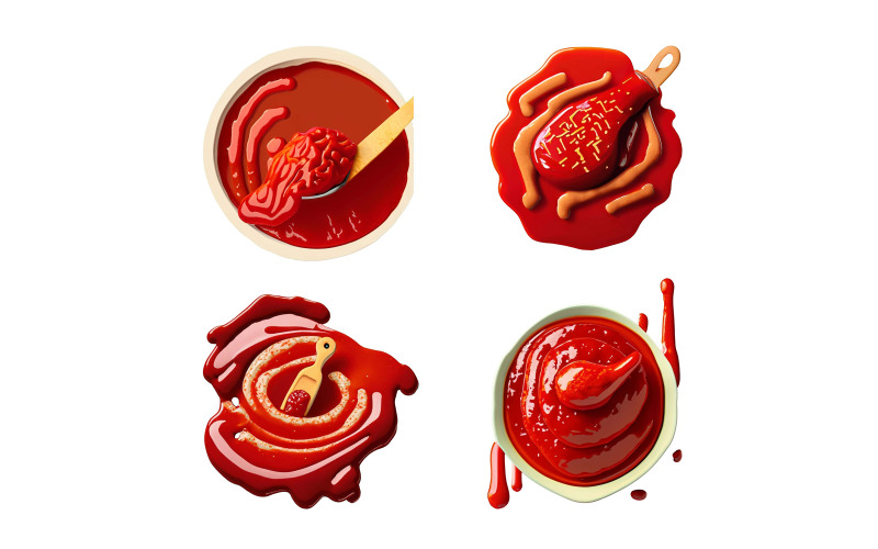 Набор кетчупа и соуса. Векторная иллюстрация.