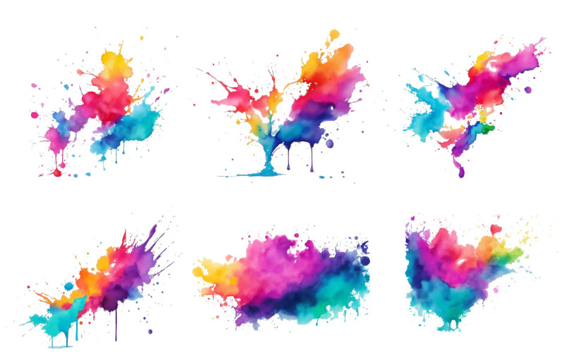 Abstract ink splash background, colorful paint ink splatter brush stroke