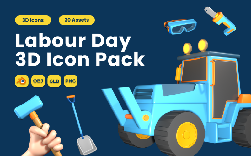 Dag van de Arbeid 3D Icon Pack Vol 10