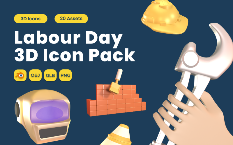 Dag van de Arbeid 3D Icon Pack Vol 11