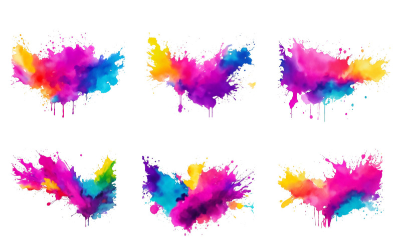 Kleurrijke inkt splash verf splatter set