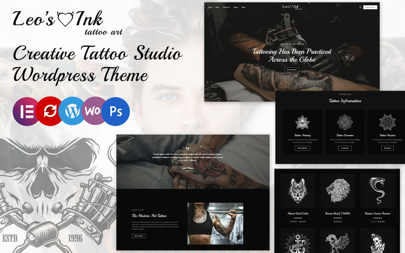 Leoink – Creative Tattoo Studio Elementor Wordpress Theme