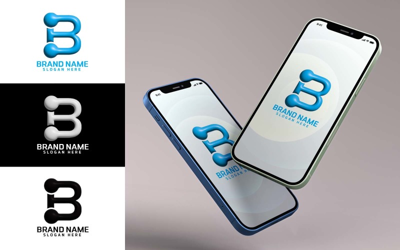 Mjukvarumärke B-logotypdesign