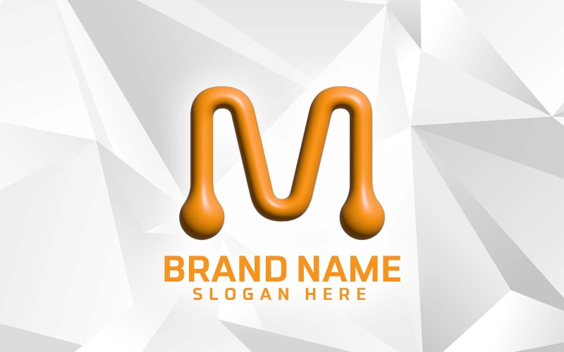 Design do logotipo da marca M do software de inflação 3D