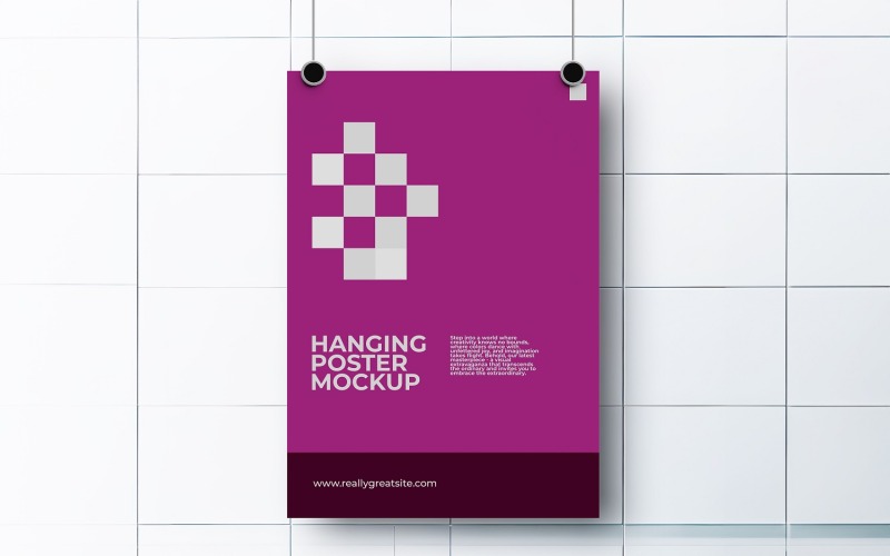 Hanging Poster PSD Mockup