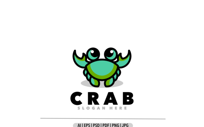 Modelo de logotipo de mascote de desenho animado de caranguejo