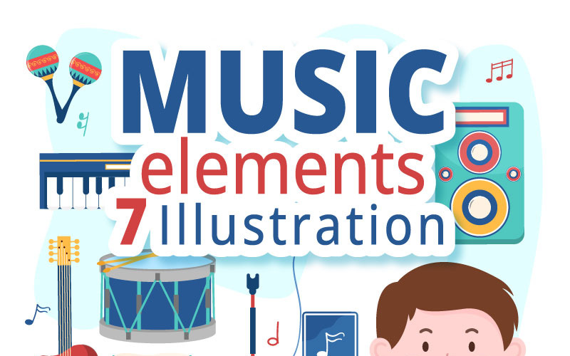 7 musikelement vektorillustration
