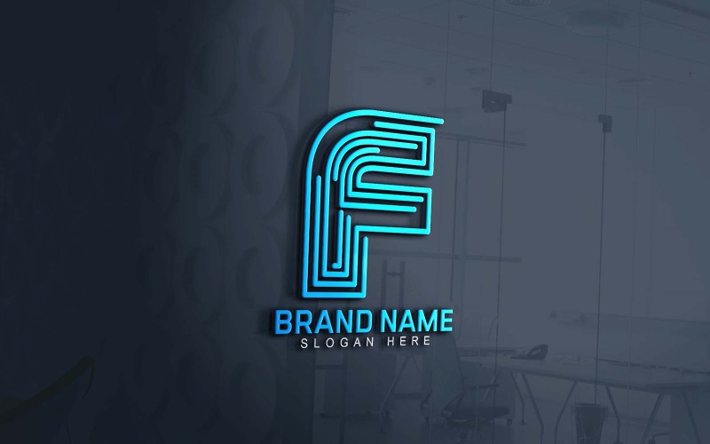 Design del logo del marchio F per Web e app