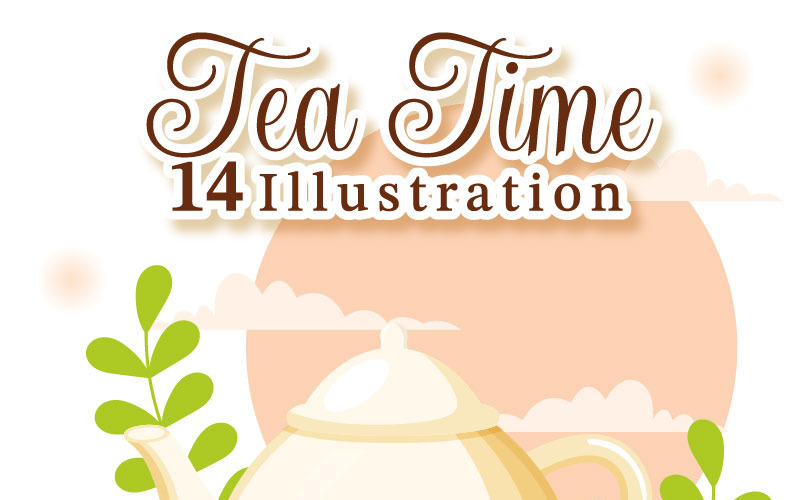 14 Ilustración vectorial de la hora del té