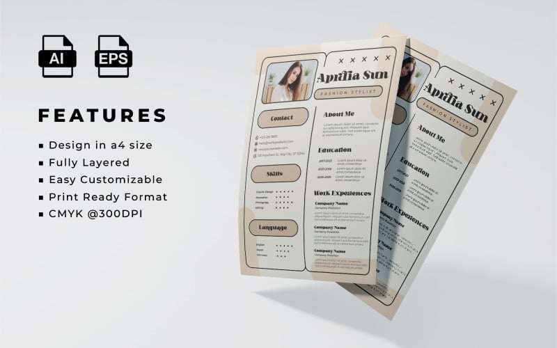 Resume and CV Template Style 12 #352624 - TemplateMonster
