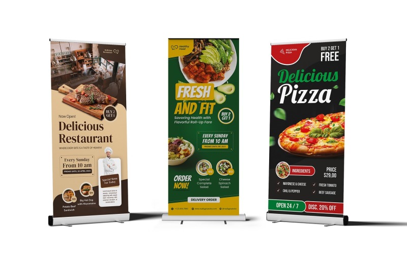 Roll Up Banner 3 Visualizza mockup PSD