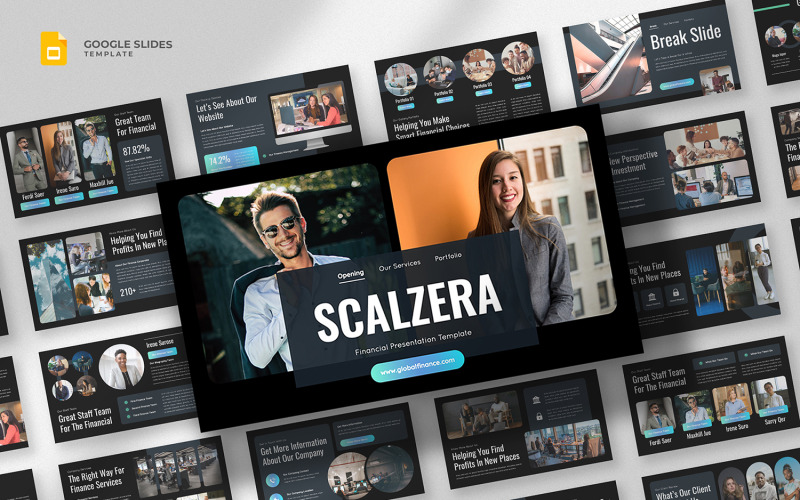 Scalzera – Google Slides-Vorlage für ein Finanzunternehmen