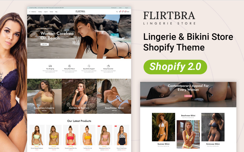 Flirtbra - Negozio di moda di lingerie e bikini Shopify 2.0 Tema reattivo