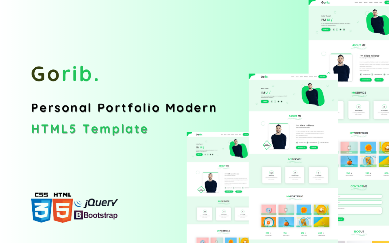 Gorib - Plantilla HTML5 de página de destino de cartera personal moderna
