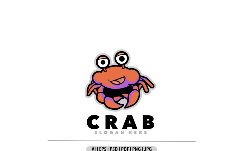 Diseño de plantilla de logotipo de mascota de dibujos animados de cangrejo