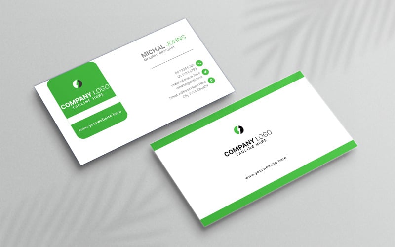 Green Business Card Design Template #352813 - TemplateMonster