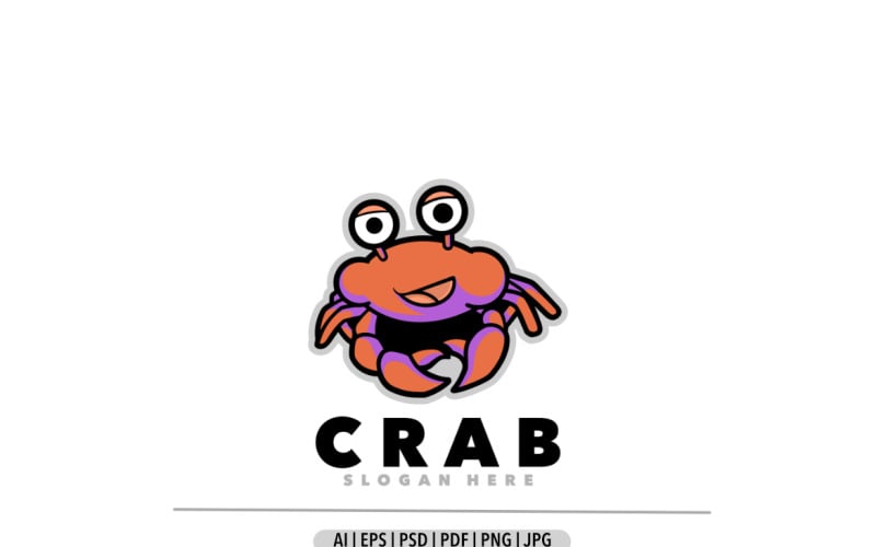 Krabben-Cartoon-Maskottchen-Logo-Vorlagendesign