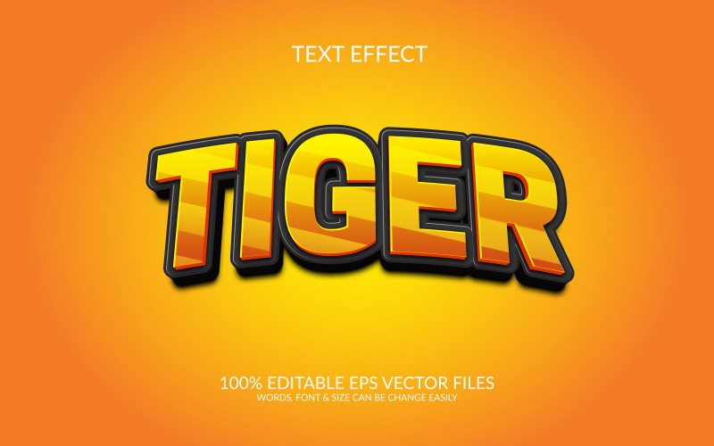 Design con effetti di testo 3d eps modificabili Tiger