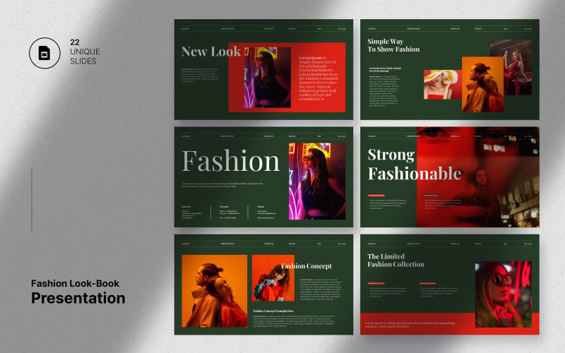 Modello di presentazione minimale per lookbook di moda