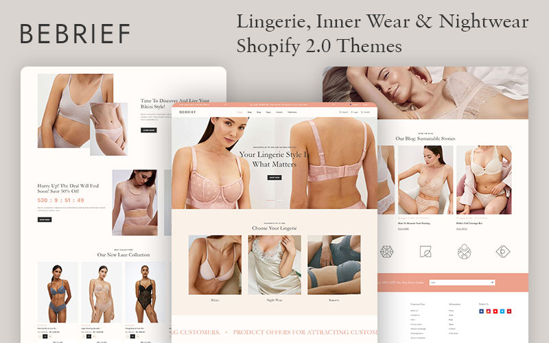 Bebrief - Dessous & Bikini, Unterwäsche Modegeschäft Mehrzweck Shopify 2.0 Responsive Theme