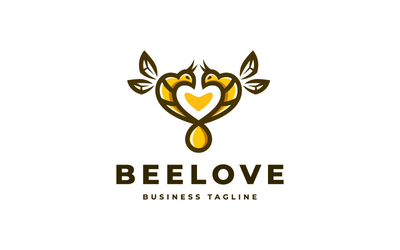 Couple Bee Love Logo Template #353098 - TemplateMonster