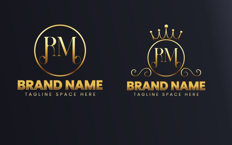 Lettre De Luxe RM Modèle De Logo Monogramme Or Identité De Marque