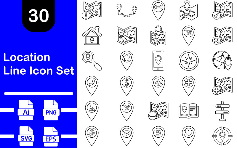 Location Outline Icon Set