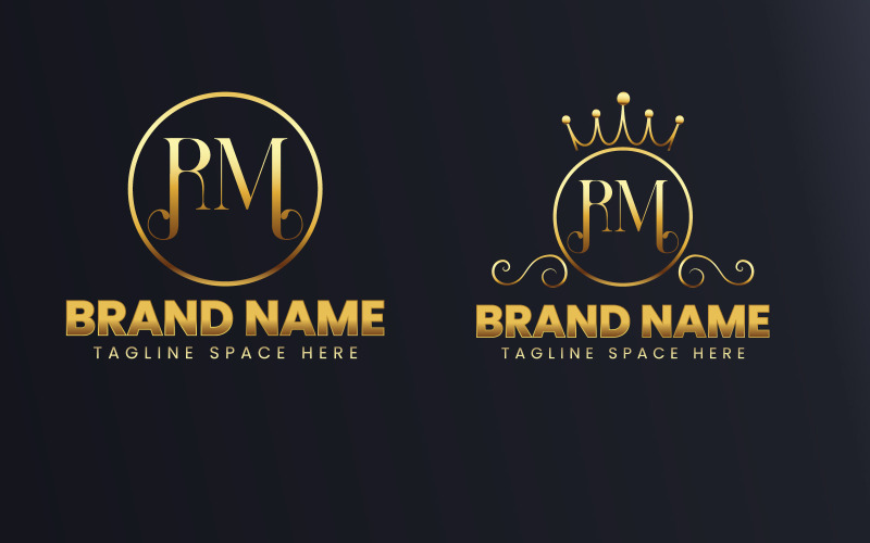Luxe brief RM gouden monogram logo sjabloon merkidentiteit